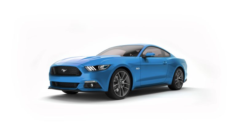 Almaty, Kazakhstan. MARCH 28: Ford Mustang V8 5.0L. luxury stylish car isolated on white background. 3D render