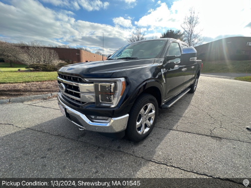 Black Ford F-150 pickup truck prepared for auto transport pickup in Shrewsbury, MA, handled by Auto Transport Professionals.