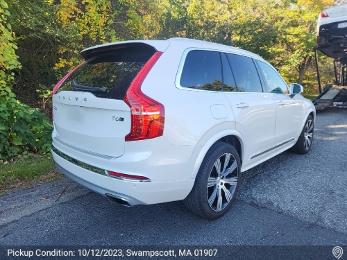 White Volvo XC90 T6 SUV ready for auto transport pickup in Swampscott, MA, handled by Auto Transport Professionals.